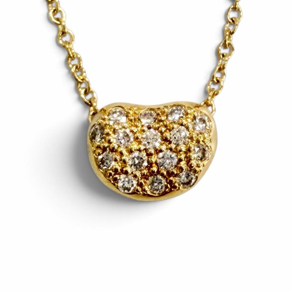 TIFFANY&Co. Tiffany Elsa Peretti Bean Design Pendant Pave Diamond Necklace 75...